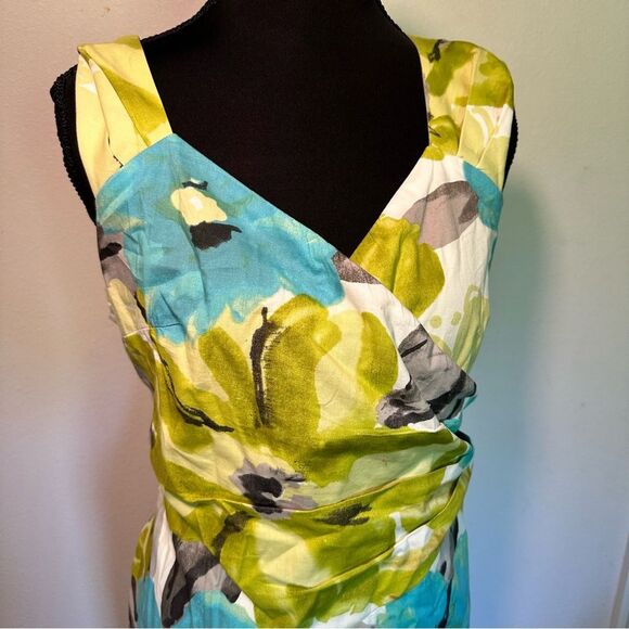 Liz Claiborne Y2K Green and Blue Ruched Sheath Dress - Picture 5 of 8